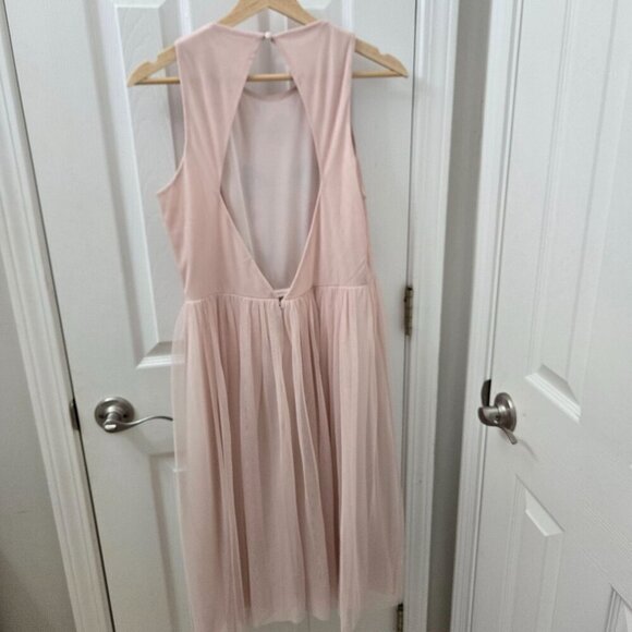 Frock & Frill Midi Dress Medium Embroidered Floral Pink Open Back Cocktail - Picture 2 of 13